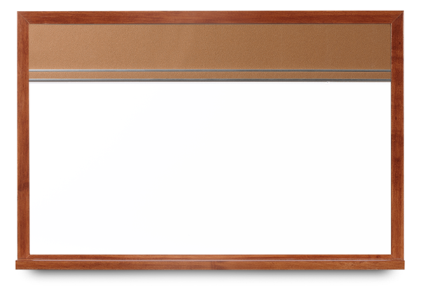 cherry wood narrow framed whiteboard with cork panel, Style C