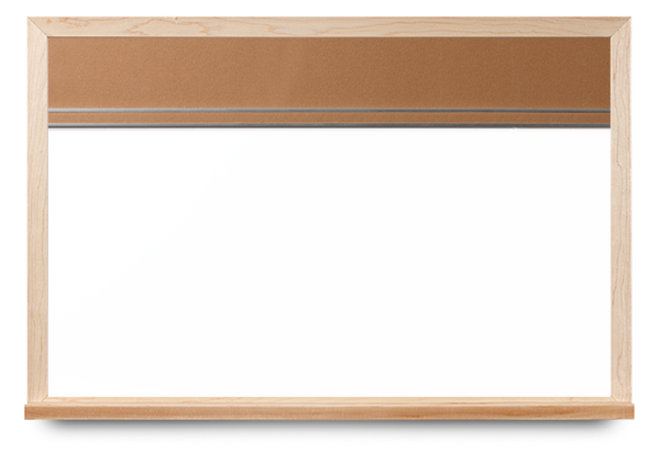 maple wood narrow framed whiteboard with cork panel, Style C