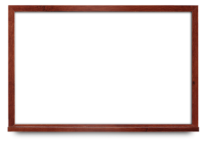 Narrow mahogany wood framed marker board