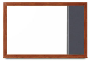 combination whiteboard and cork board, wide cherry frame