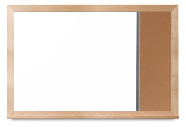 maple wood wide framed whiteboard with cork panel, Style A