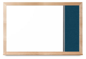 wood framed whiteboard with cork on one side