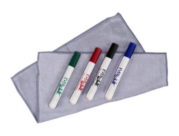 Whiteboard starter kit with markers and cleaning cloth