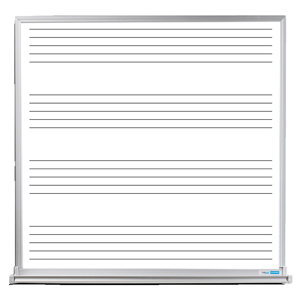 2x2 whiteboard with music staff lines