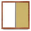 4x4 whiteboard with sand colored cork, cherry frame