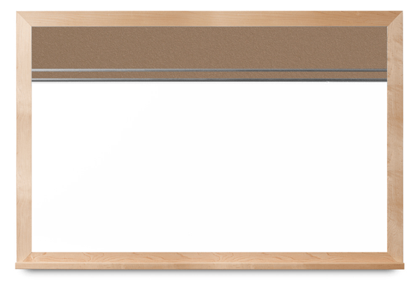 whiteboard with cork on top, maple frame