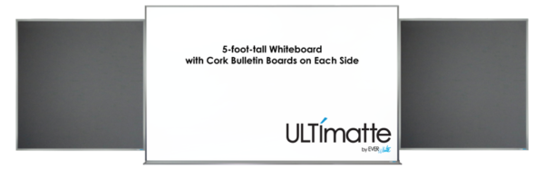 5x8 whiteboard with cork bulletin boards on both sides