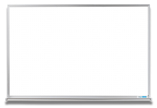 whiteboard with 1-inch dots pattern ghosted below surface, 4x6 and 4x8 frame