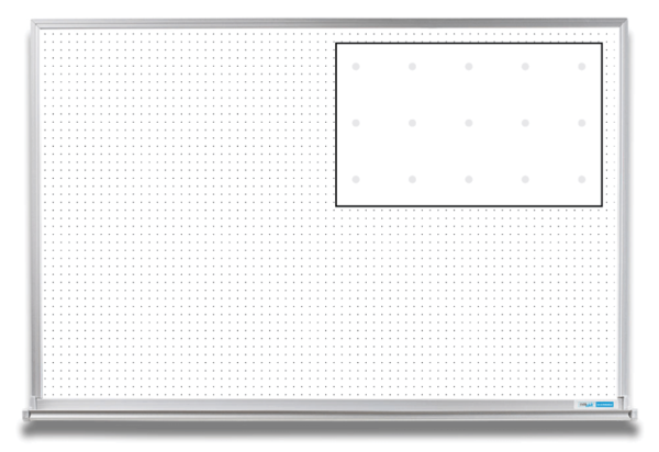 1-inch ghost dots whiteboard, 4x6, 4x8, with inset view of dots