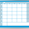 1 month whiteboard calendar, 3x4, blue highlighting
