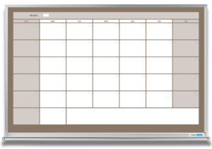 1-month dry erase calendar whiteboard, beige, 4x6 aluminum frame