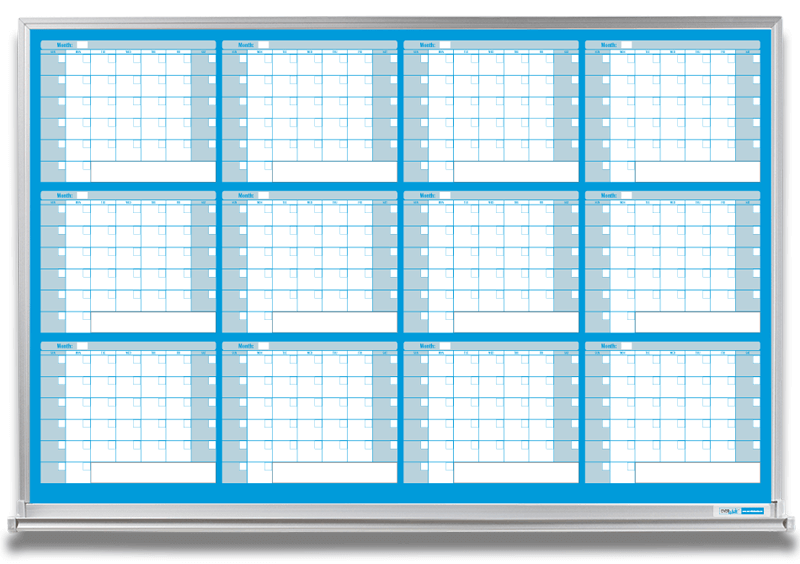12 Month Whiteboard Calendar Blue Magnetic Everwhite Whiteboards - Wall Calendar Dry Erase 12 Month