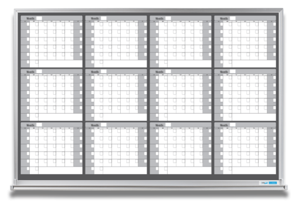 12 Month Calendar Whiteboard Gray Non Magnetic