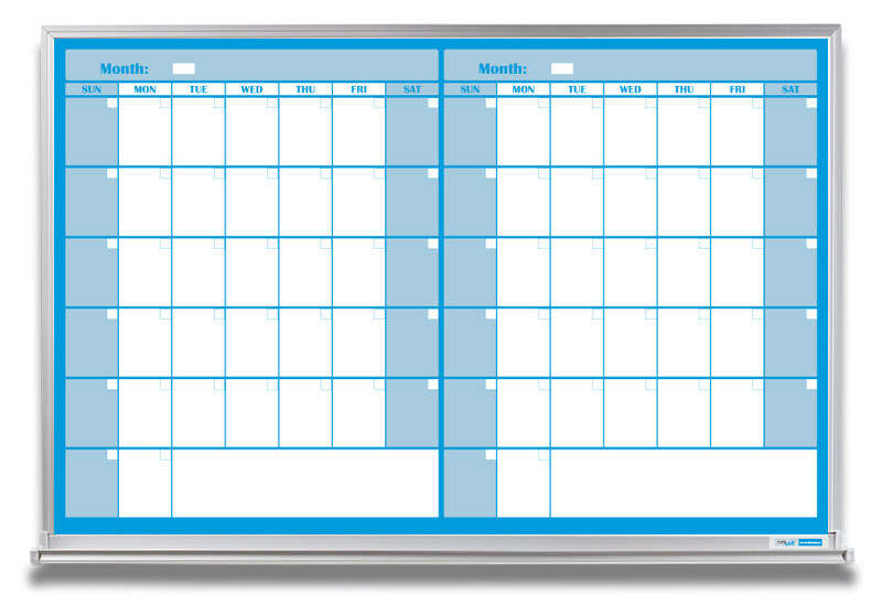 2 Month Whiteboard Calendar Blue 4x6 