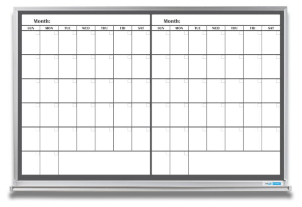 2 Month Dry Erase Calendar Board B W Magnetic