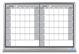 2-month whiteboard calendar, gray 4x6 aluminum frame