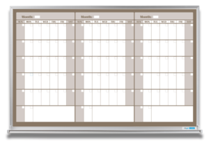 3-month calendar whiteboard, beige, 4x6 and 4x8 aluminum frame