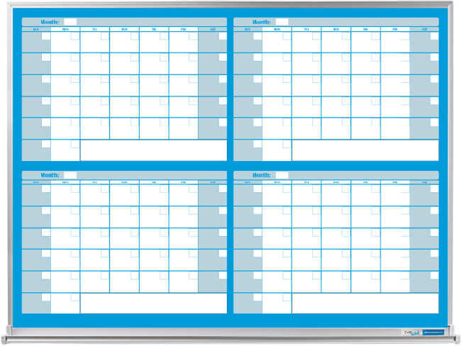 4-month whiteboard calendar