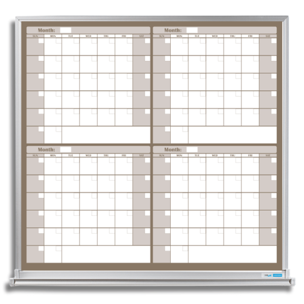 4-Month Dry Erase Calendar - Beige - Magnetic