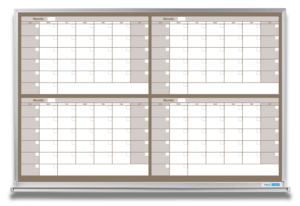 4-month calendar whiteboard, beige, 4x6 aluminum frame
