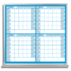 4-month calendar whiteboard, blue, 4x4 aluminum frame