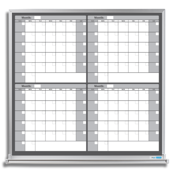 4Month Calendar Whiteboard, Gray Coloring