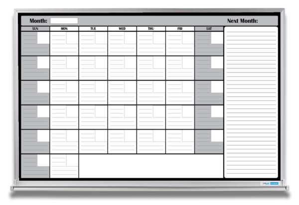1 Month Whiteboard Calendar With Notes Section Magnetic