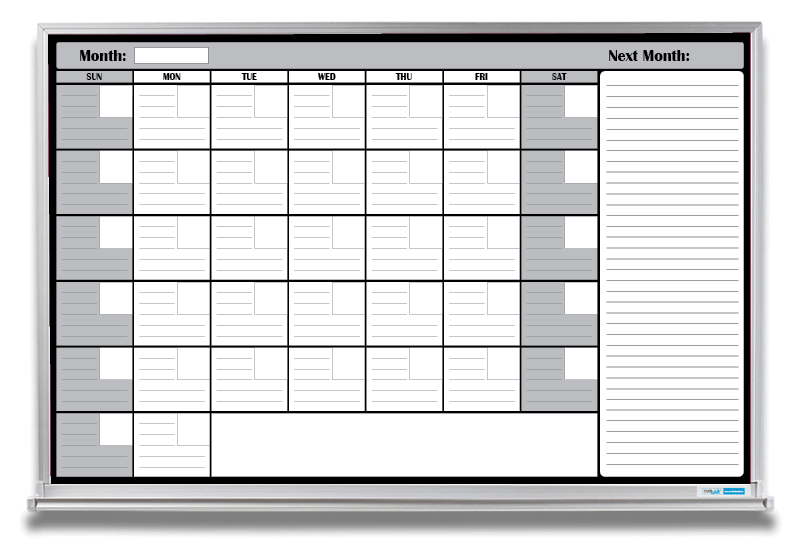 1 Month Whiteboard Calendar With Notes Section Magnetic 1 Month Whiteboard Calendar With Notes Section Magnetic