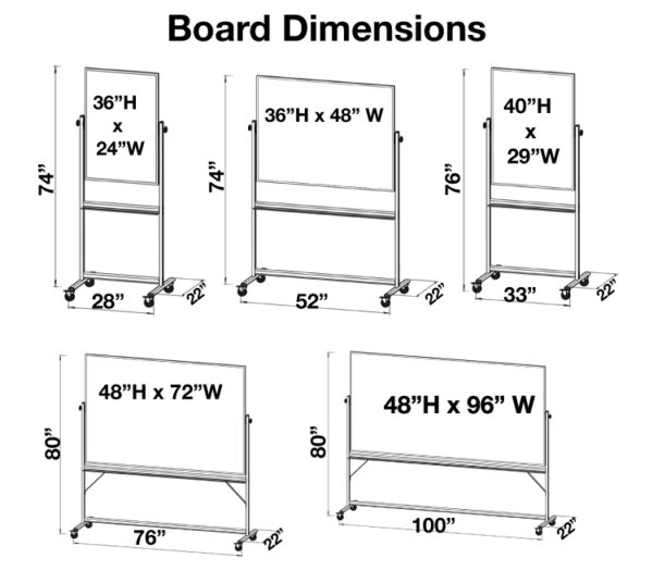 portable whiteboard dimensions