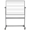 mobile, double sided whiteboard with music staff lines on one side; surfaces are 36x48
