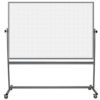 mobile, double sided whiteboard with solid, 1-inch grid lines on one side; surfaces are 48x72