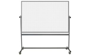 mobile, double sided whiteboard with solid, 1-inch grid lines on one side; surfaces are 48x72