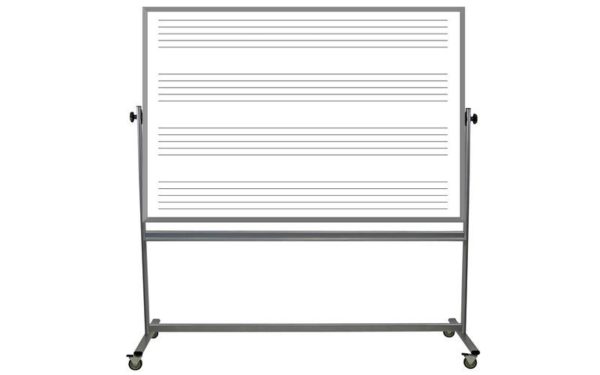 mobile whiteboard with music staff lines on one side, plain surface on other side, 48x72 inch surfaces
