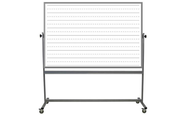 mobile whiteboard with penmanship lines on one side, plain surface on other side, 48x72 inch surfaces