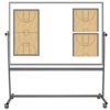rolling, two sided whiteboard with basketball court images on one side, 48x72 inch surfaces