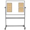 rolling, two sided whiteboard with basketball court images on one side, 36x48 inch surfaces