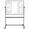 rolling, two sided whiteboard with hockey ice rink images on one side, 36x48 inch surfaces