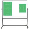 rolling, two sided whiteboard with soccer images on one side, 48x72 inch surfaces