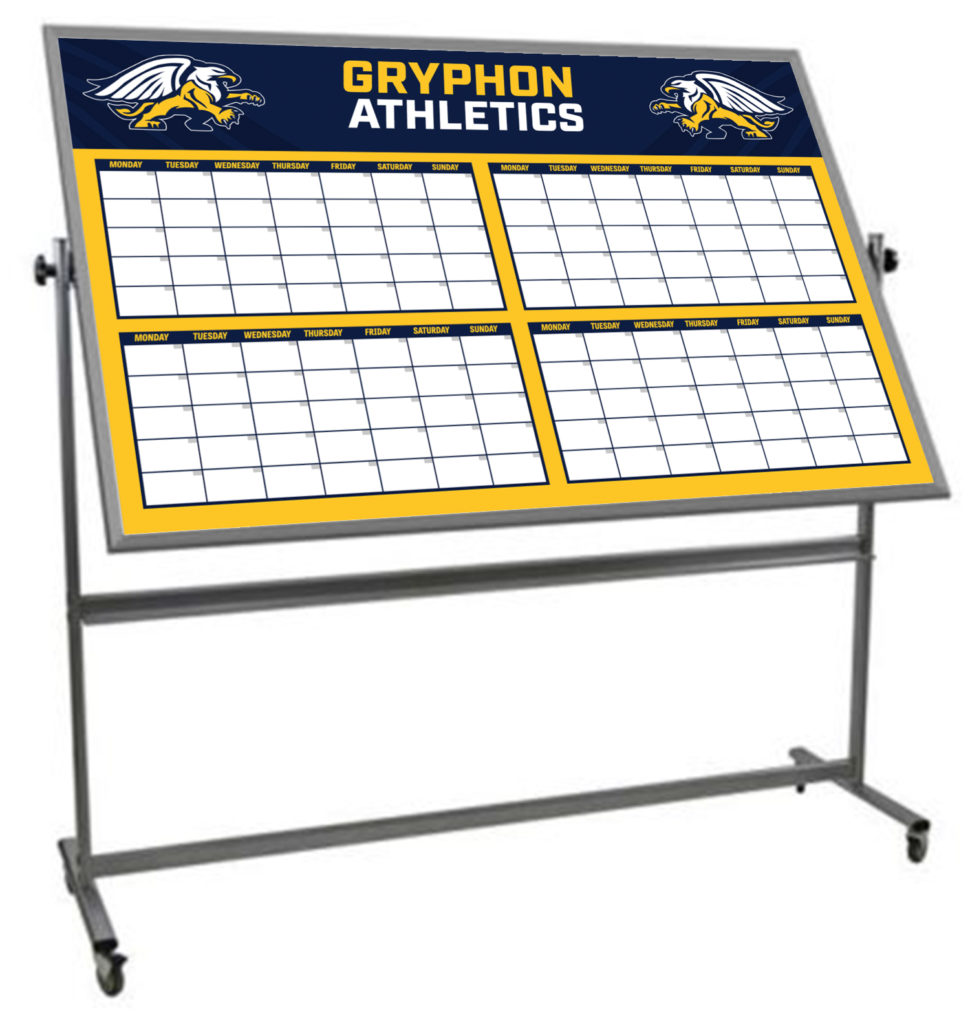 Custom printed mobile whiteboard for Gryphon Athletics