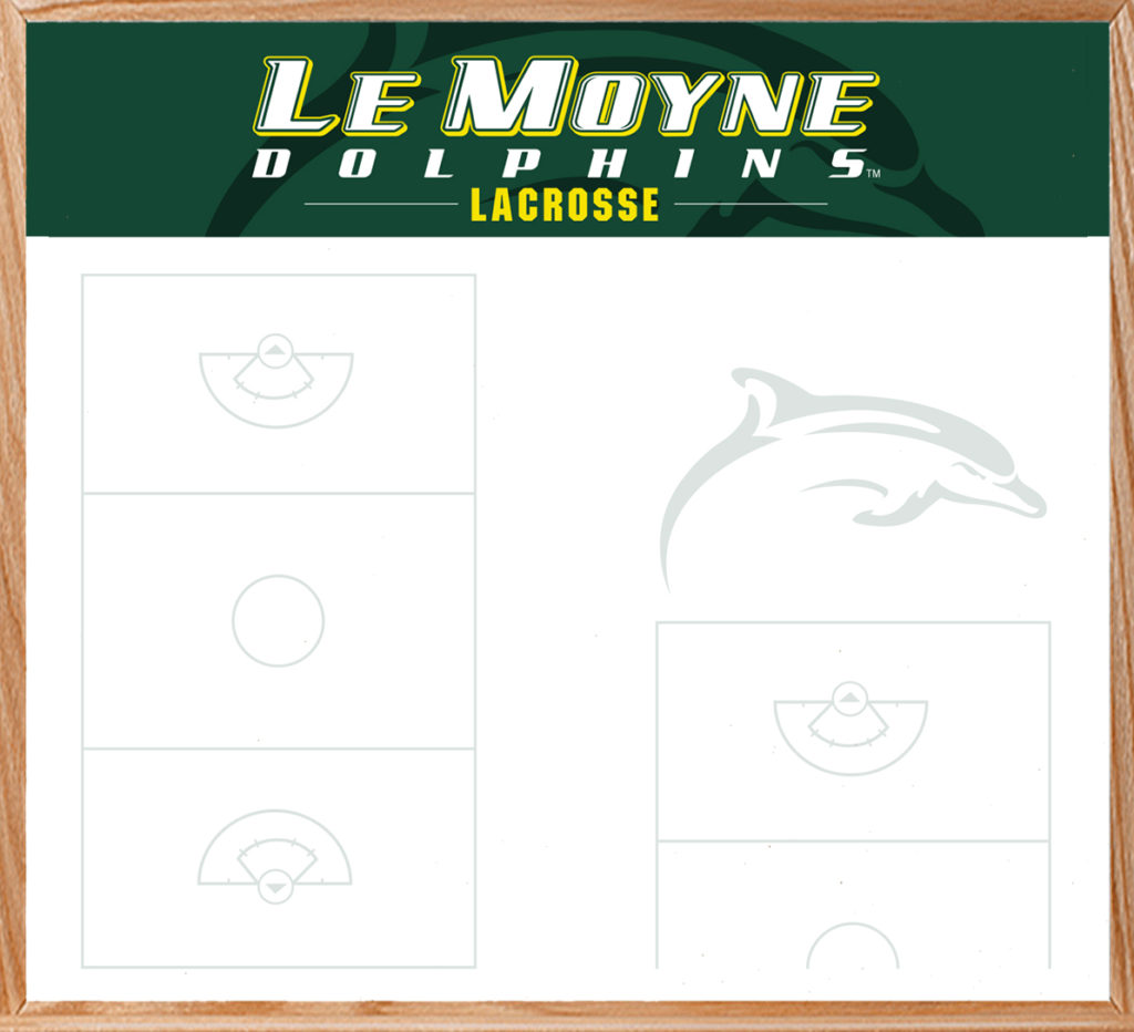 Custom printed lacrosse coaching whiteboard for Le Moyne