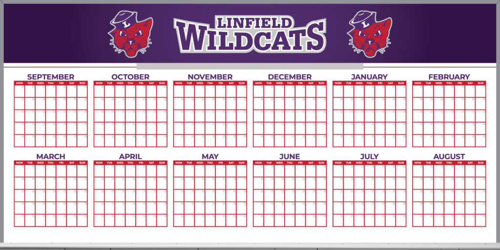 Linfield University Custom Printed Whiteboard Calendar Planner