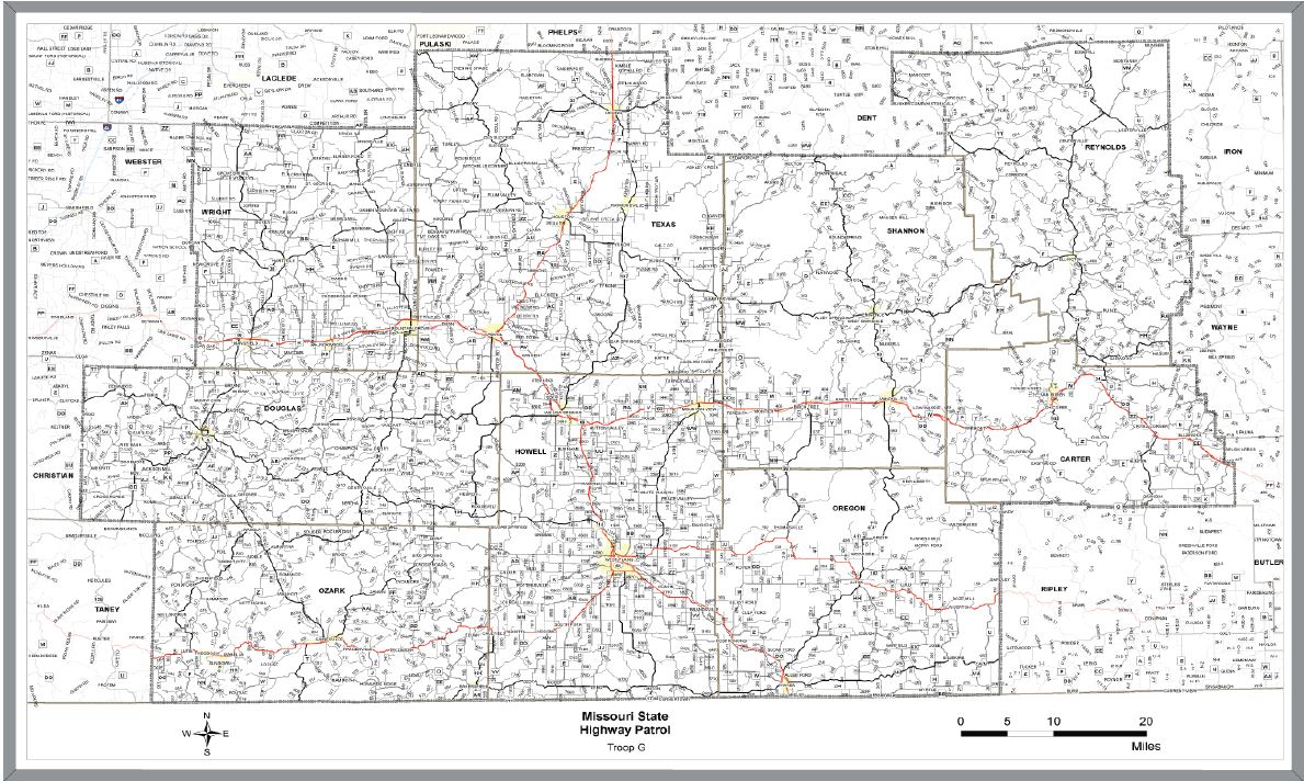 MO State Highway Patrol custom printed whiteboard map