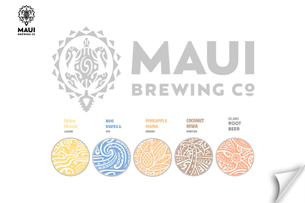 custom printed Maui Brewing Co peel and stick beer bar