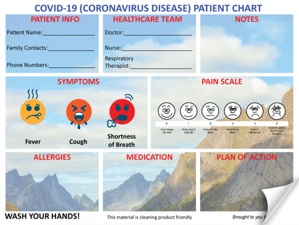 Covid-19 Patient Chart peel and stick custom printed