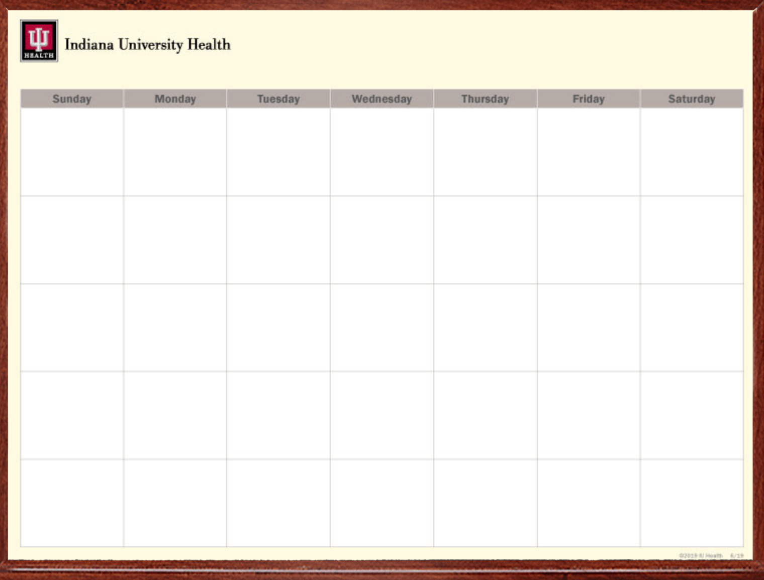 IU Health Communication calendar whiteboard custom printed