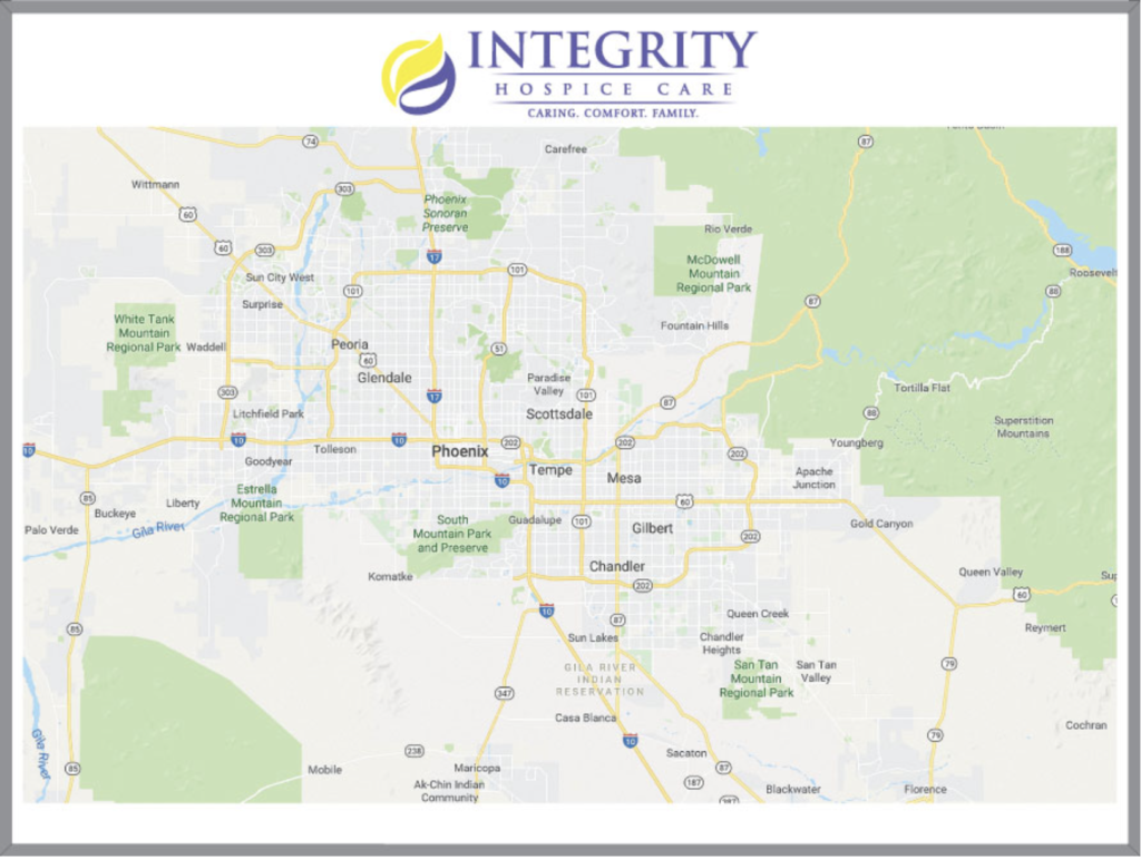 Integrity Hospice Care whiteboard custom printed map