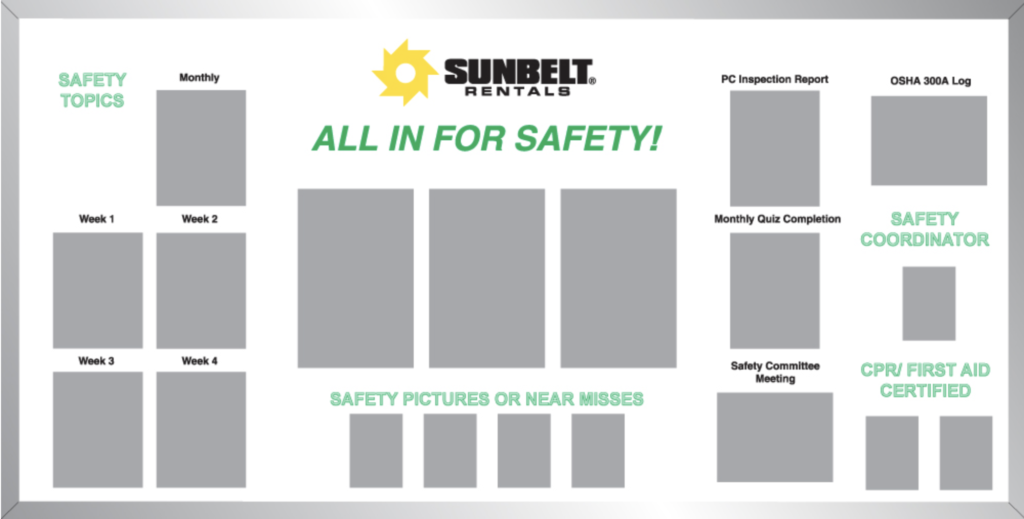 Sunbelt Rentals safety whiteboard custom printed