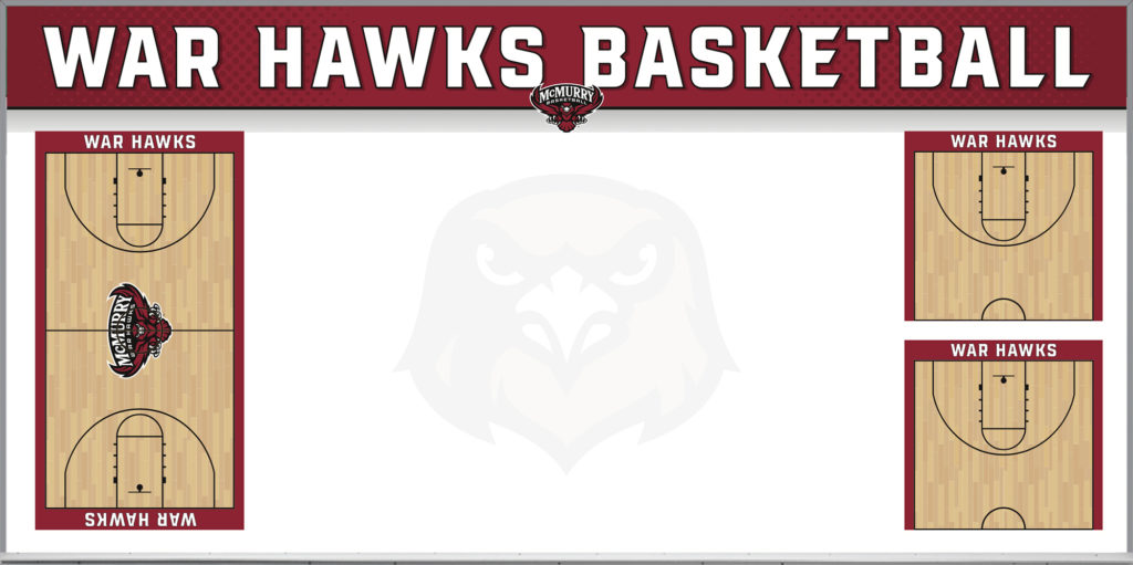 Custom printed basketball coaching whiteboard for War Hawks