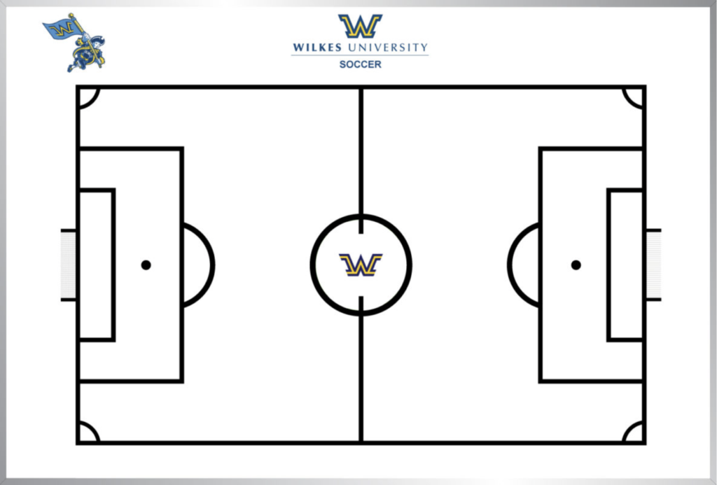 Custom printed soccer field whiteboard for Wilkes University