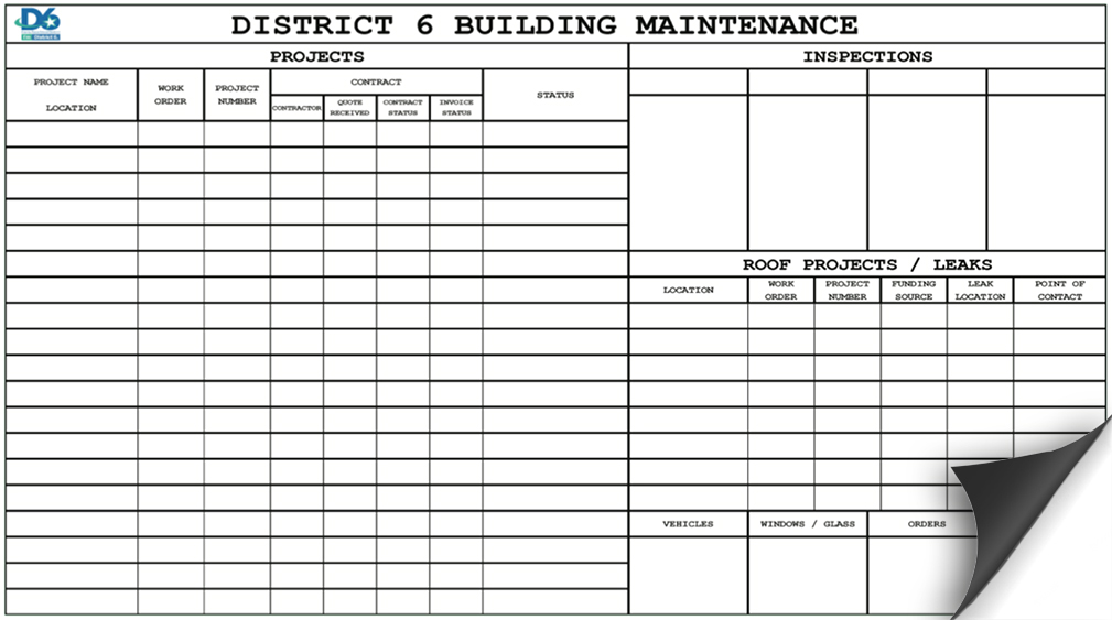 District 6 Building Maintenance peel and stick custom printed